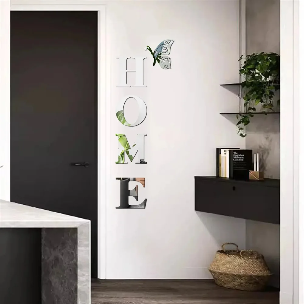 

5pcs Acrylic 3D Mirror Wall Decals With Sayings Suitable For Wall Decoration Of The Headboard Behind The Entrance Door