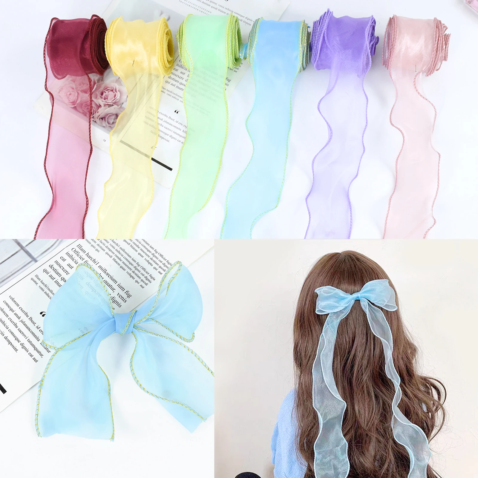 5m/Rolle 12 Farben Fischschwanz-Garn Geschenkbänder DIY Schleifen Blumensträuße Verpackungsband Haaraccessoires Hochzeit Party Dekorationen