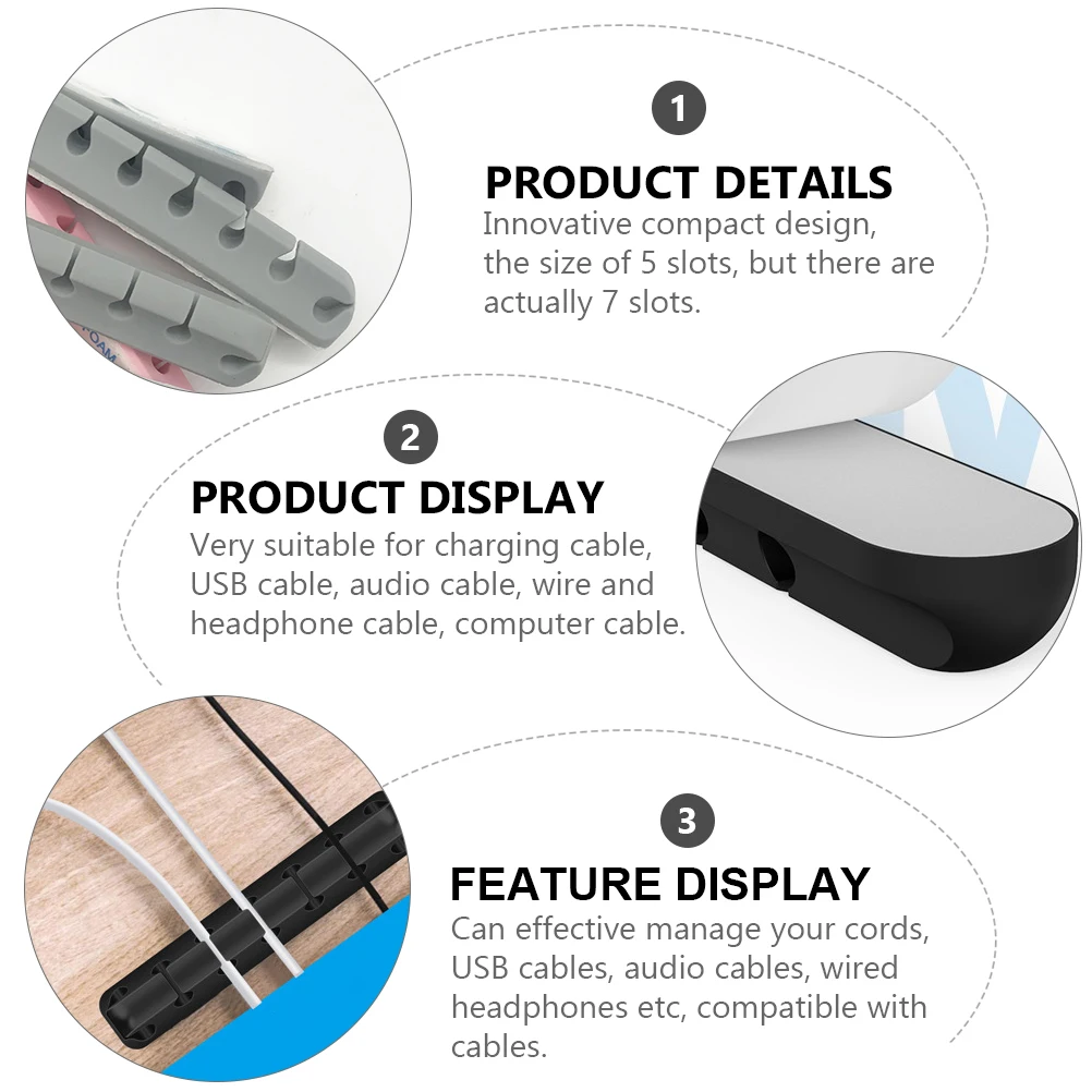 

3 pcs Strong Adhesive Cable Organizer Clips Wire Management Holder System For Home Office Durable Tie Wire Holders Usb Audio