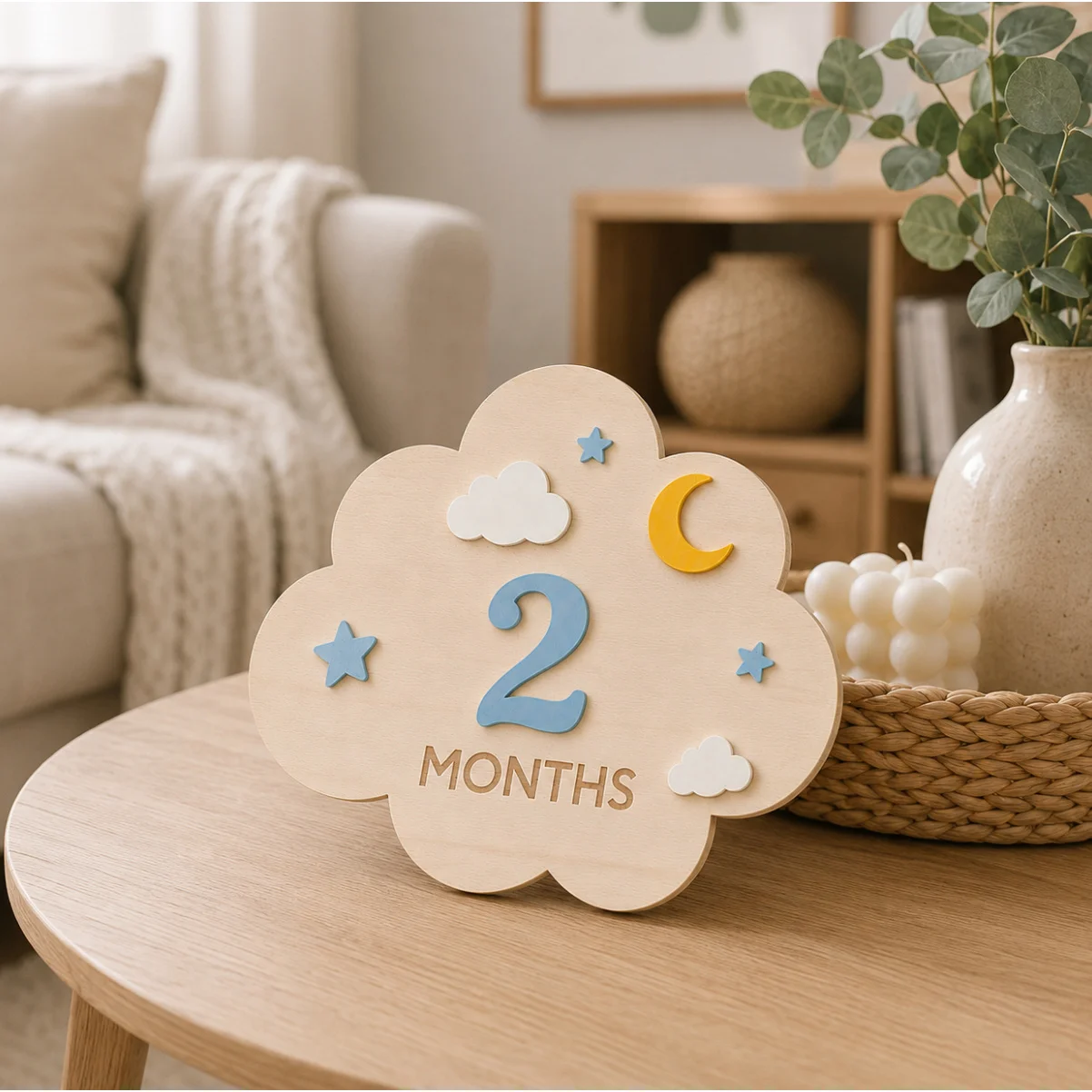 1‑Set Wooden Baby Monthly Milestone Cards, 1‑12 Months Growth Photo Props, Newborn Photography Sign, Holiday Gift