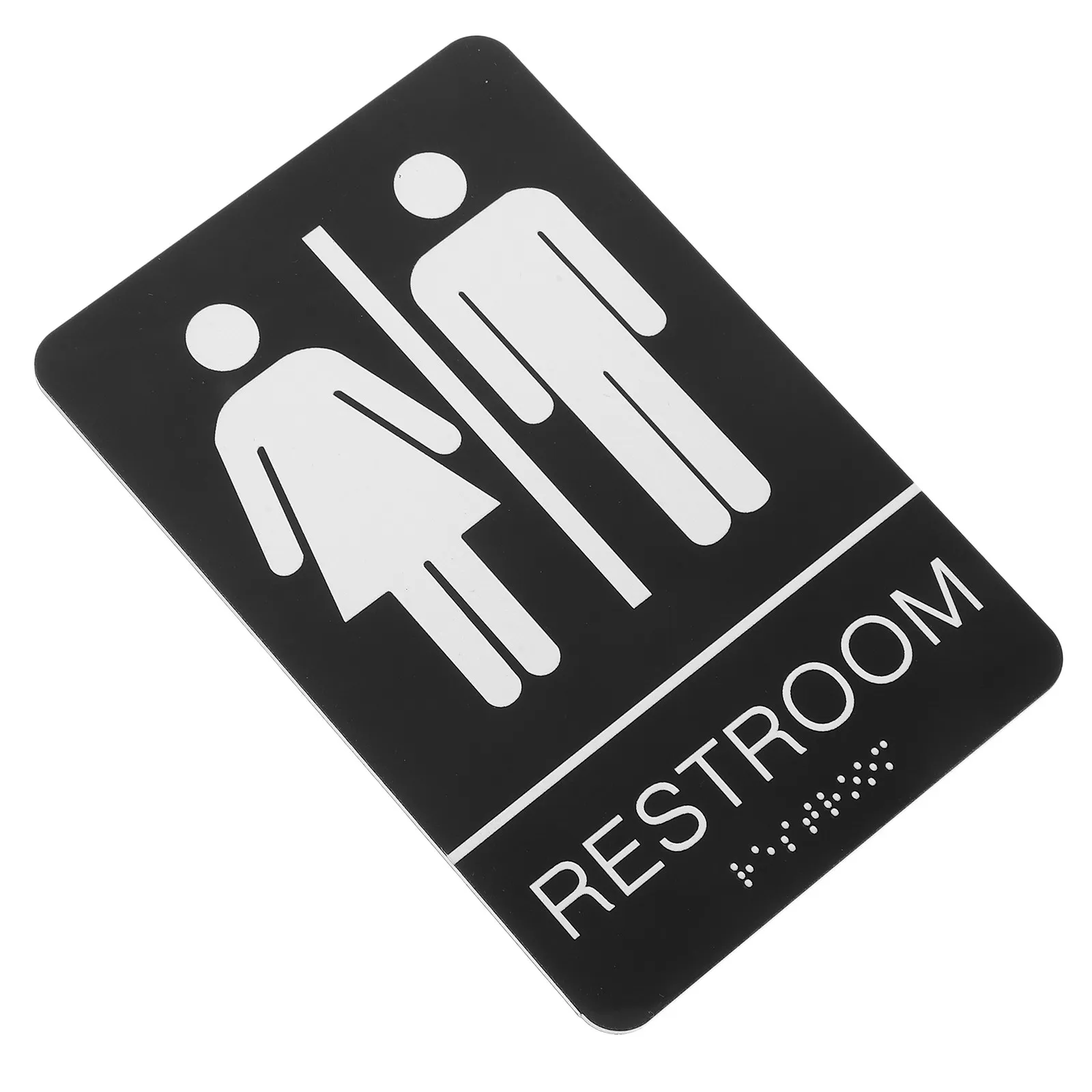 Self Adhesive Acrylic Bathroom Sign Unisex Restroom Door Sign for Office Commercial Toilet Signs Braille Bathroom Door Signs