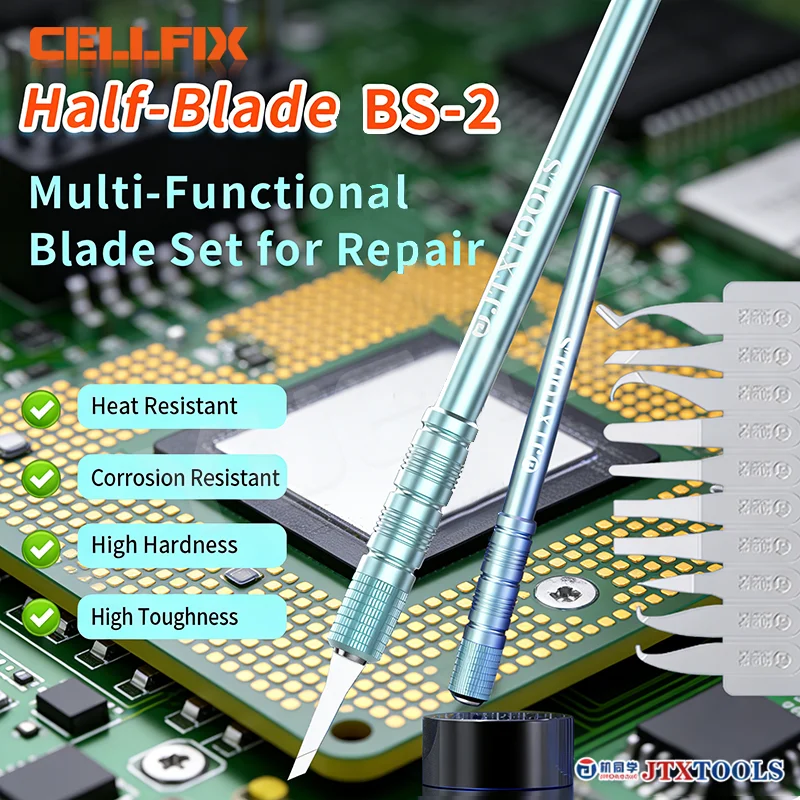 

JTX BS-2 BGA Chip Scraper Pry Knife CPU NAND Glue Removal Tool for Mobile Phone Motherboard Rear Glass Disassembly