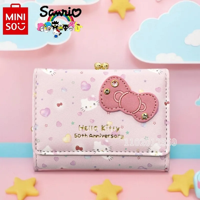 MINISO Hello Kitty New Women\'s Wallet Luxury Brand Original Women\'s Coin Purse Cartoon Cute Folding Fashion Mini Girl Coin Purse