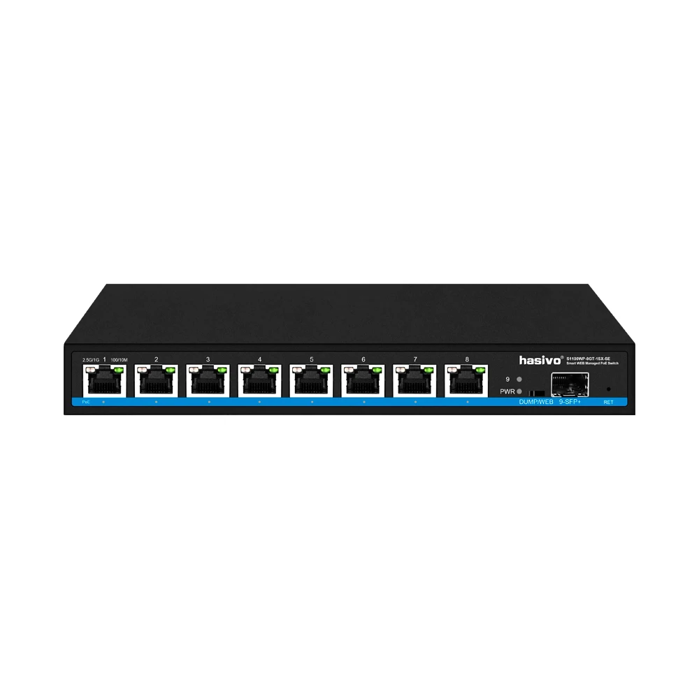 Hasivo 8-Port 2.5G Web Managed PoE Switch with 10G Uplink | 8×2.5G PoE+/PoE++(802.3af/at/bt) LAN Network Switch