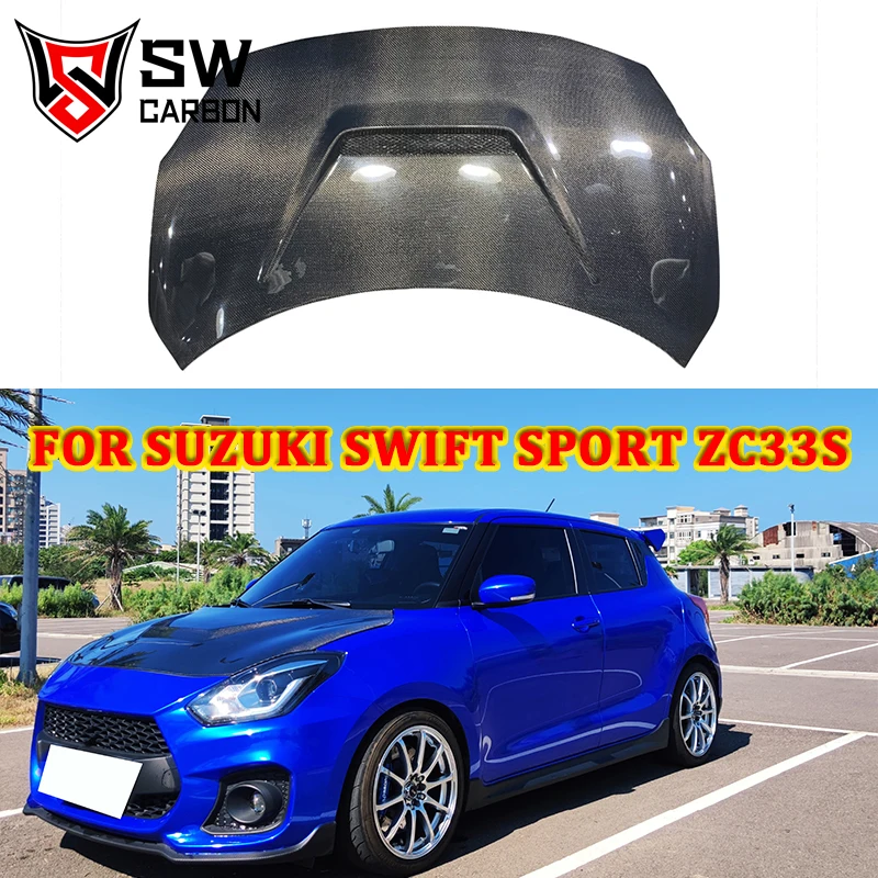 Carbon Fiber SW Design Hood for Suzuki Swift Sport ZC33S Front Engine Valve Cover Auto Parts