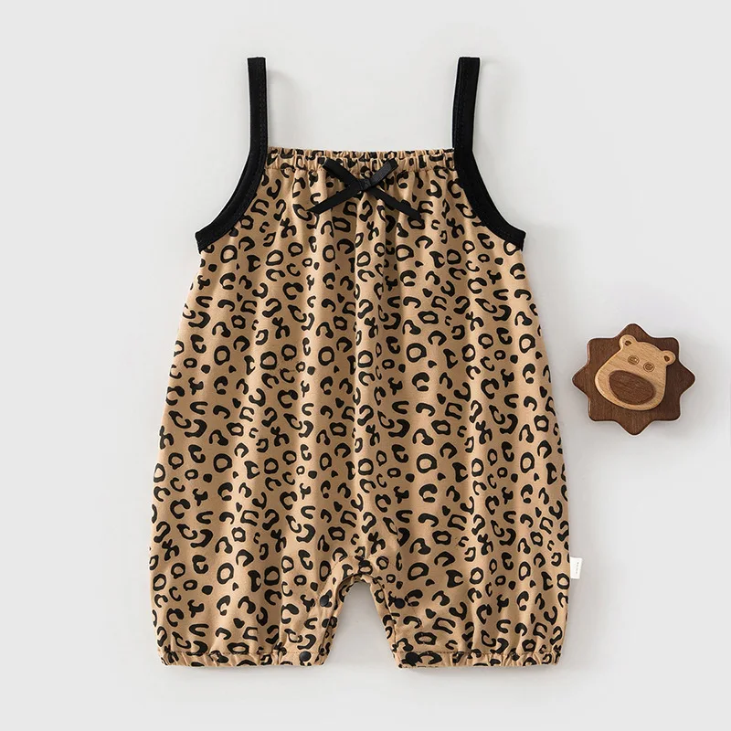 ZOETOPKID Newborn Baby Girl Rompers Sleeveless Floral Star Leopard Print Summer Thin One-piece Clothes Cotton Infant Jumpsuit