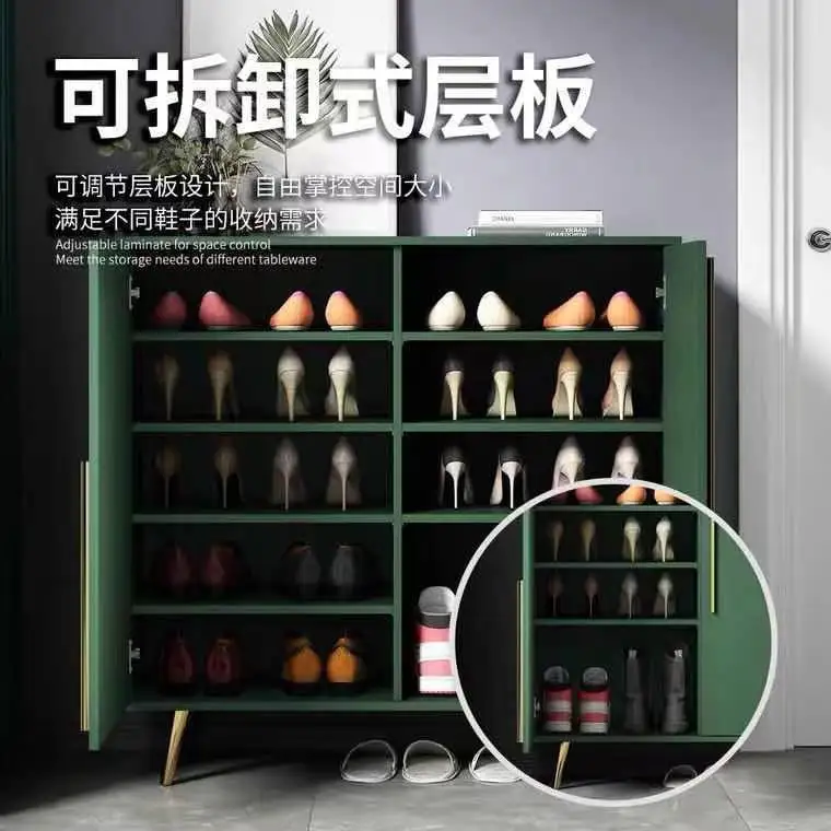 Shoe cabinet household door solid wood poles into the new Chinese porch large-capacity storage modern simple hall cabinet.