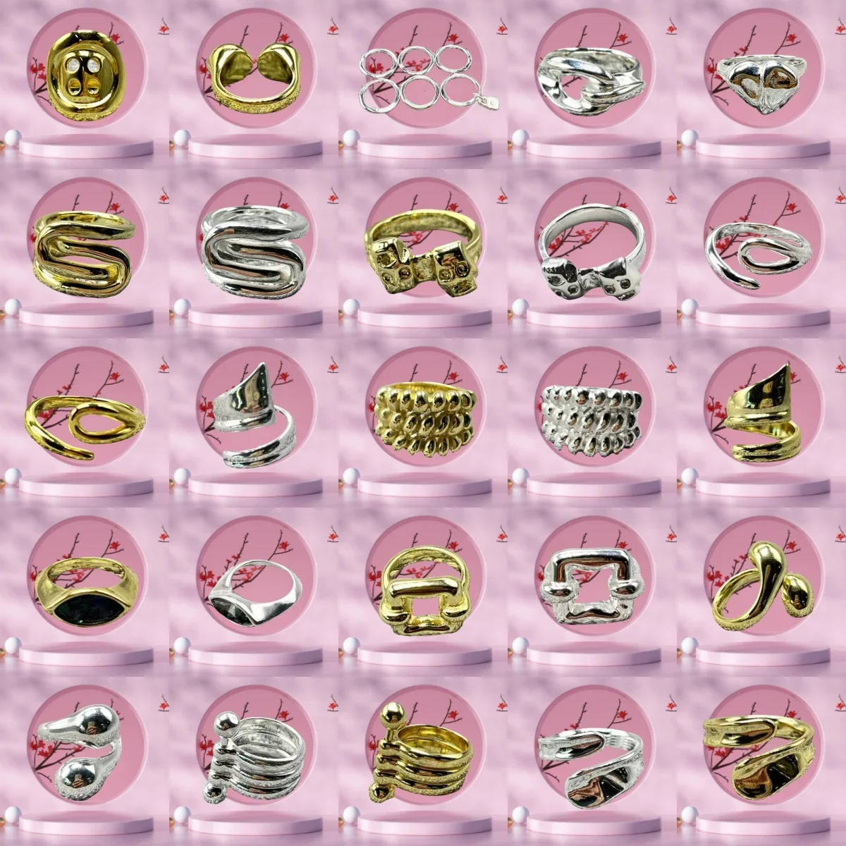 

2025 New Design European and American Fashion Charm Sweet and Cute Electroplated Silver Gold Ring Women's Jewelry