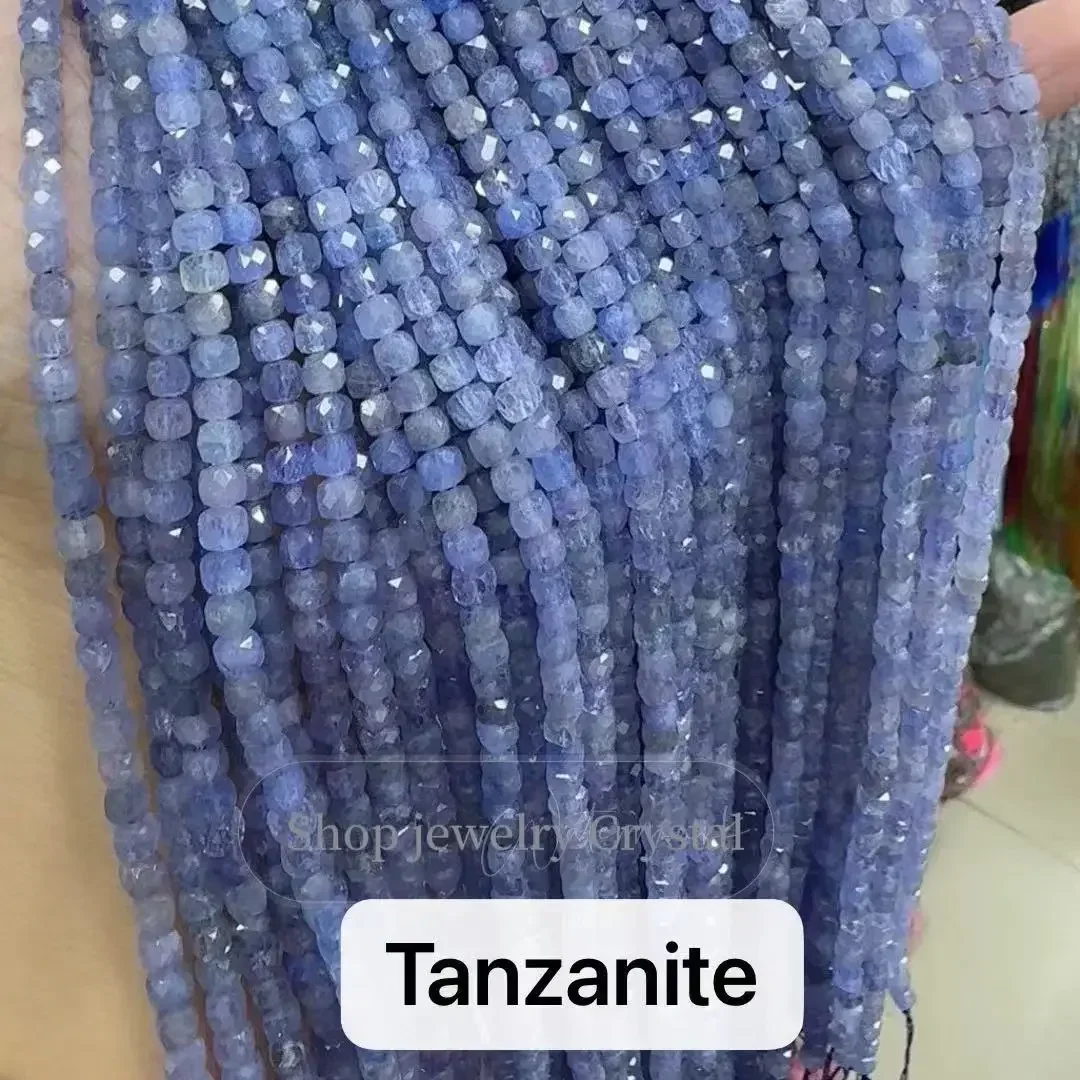New Natural Ruby Garnet Tanzanite Lapis Agate Faceted Squared Loose Beads Jewerly Accessories Making DIY Necklace Bracelet 15”