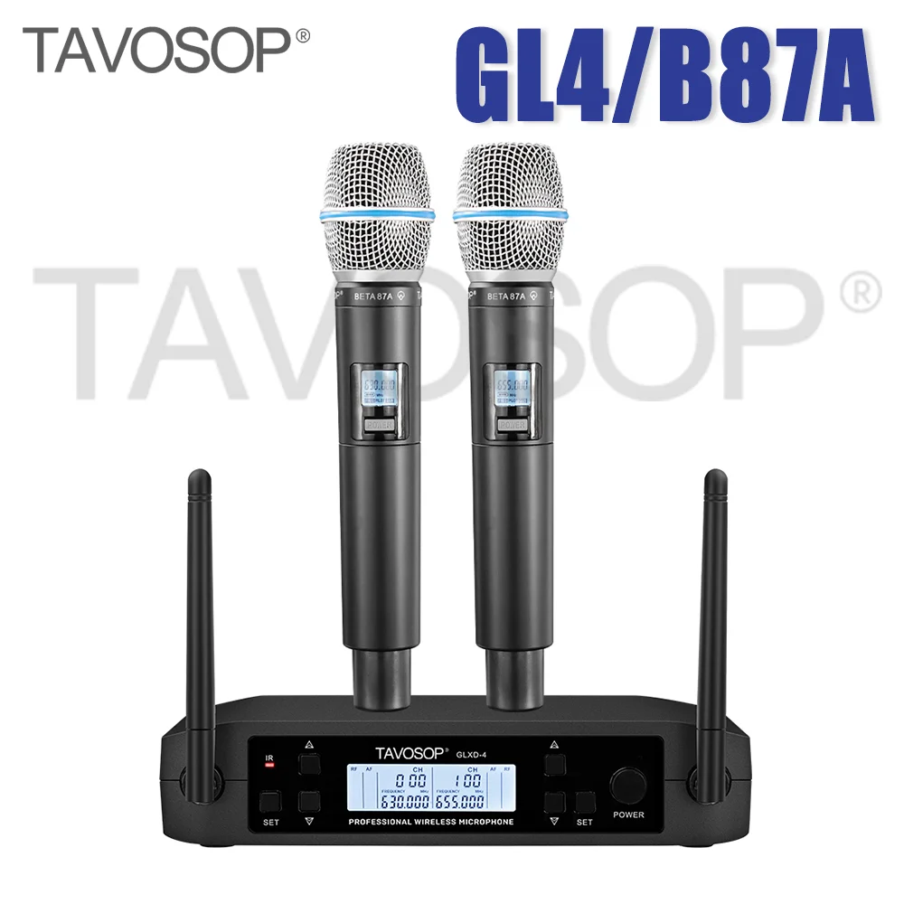 TAVOSOP Microphone Wireless GLXD4 B87A Professional UHF System Handheld Mic For Stage Speech Wedding Show Band Home Party Church