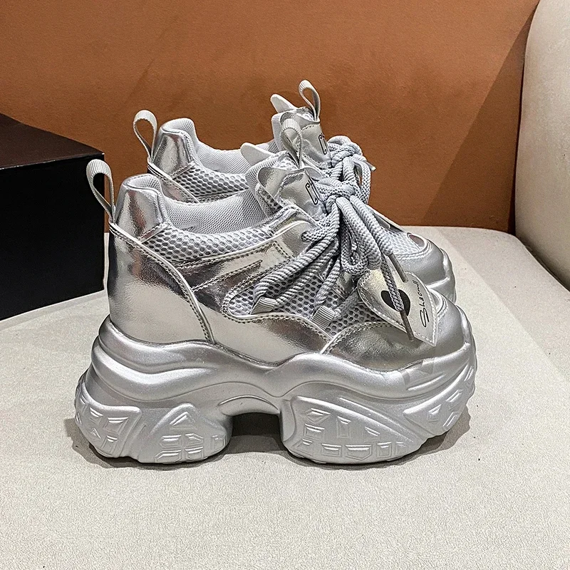 Sneakers Women High Platform Shoes Breathable Sports Trainers Casual Thick Bottom Mesh Chunky Sneakers Women Zapatos Mujer 10cm
