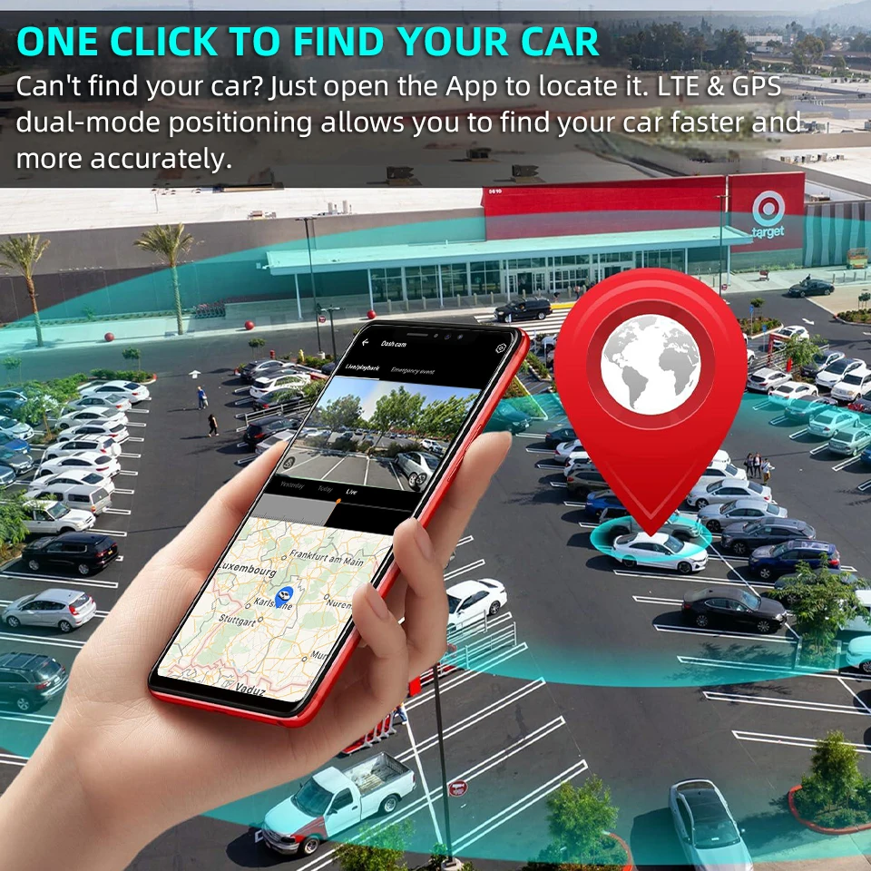Mini enregistreur de conduite 4G portable, GPS intégré, prise en charge de la connexion à distance, moniteur de parc 24 heures, avertissement de collision, caméra de tableau de bord de voiture, boîte noire