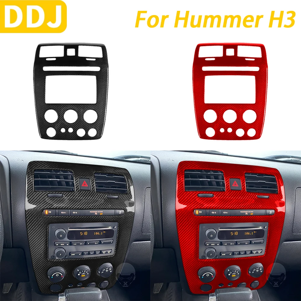 

For Hummer H3 2007-2010 Car Accessories Real Dry Carbon Fiber Center Console Air Vent AC CD Panel Cover Decoration Modification