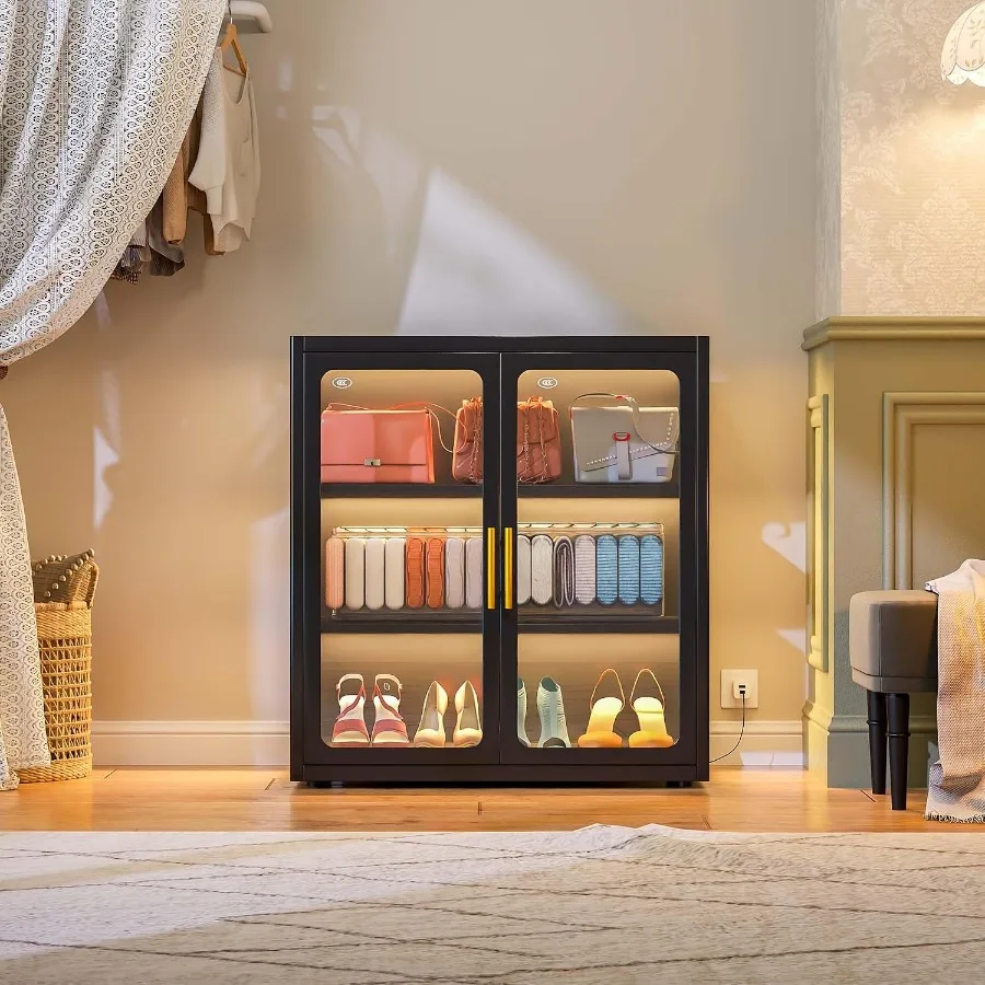 Display Cabinet with Glass Doors and RGB Lights for Collectibles view 6