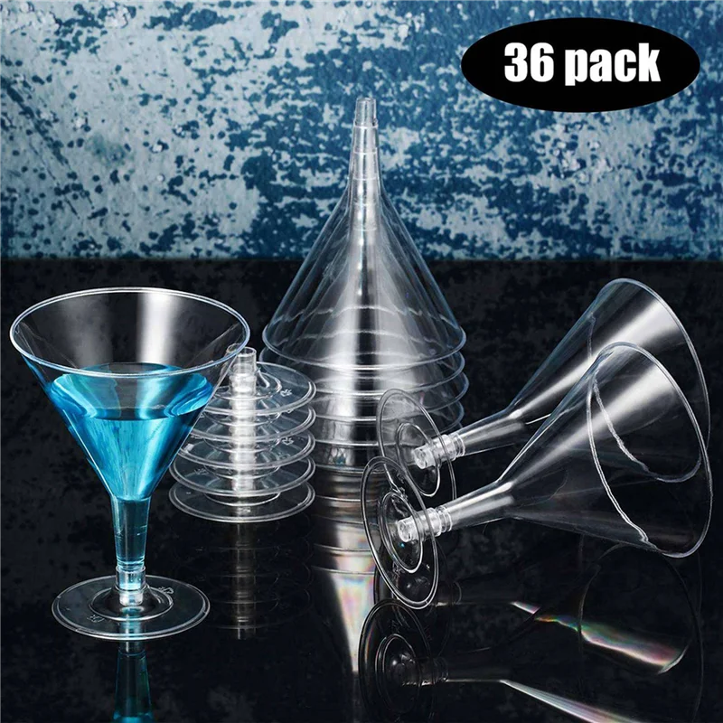 ABXF-108 Plastic Martini Glasses, Clear Wine Glasses Reusable Party Cups Dessert Cups For Cocktail Champagne Flutes Dessert