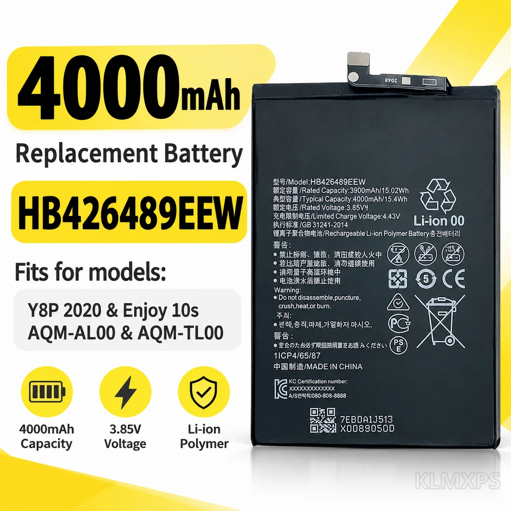 HB426489EEW Mobile Phone Replacement Battery For Huawei, Compatible with Y8P (2020), Y8 Prime 2020, Enjoy 10S and AQM-AL00/TL00