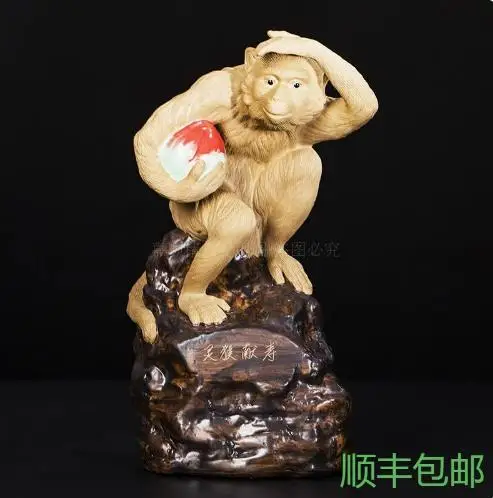 RARE Old Decoration  porcelain The monkey's life Sculpture Figure Shiwan Ceramics,32cm(H)
