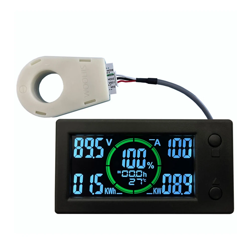 50A 100A 200A 400A STN LCD Hall Coulomb Meter Counter Voltage Current Capacity Power Indicator Display Battery Monitor For Car 