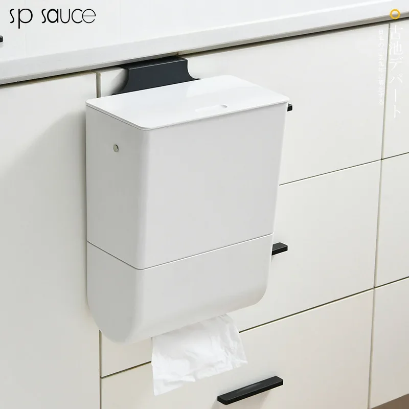 

Настенный кухонный мусорный бак — с ящиком для салфеток, мусорный бак с крышкой для удобства
