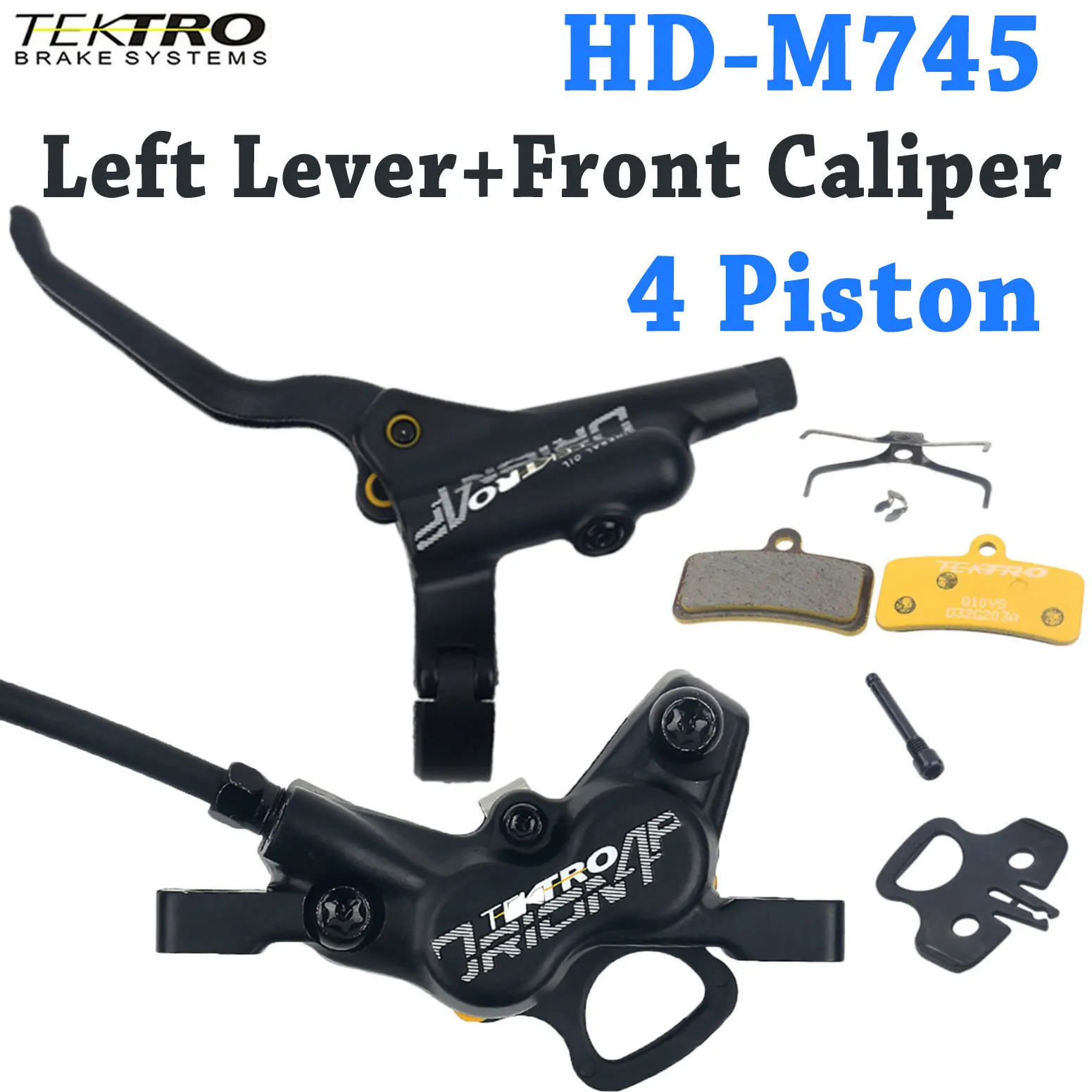 Tektro HD M745 4 Piston MTB Hydraulic Disc Brakes Mountain Bike Caliper 900mm Left Lever Front Caliper Bicycle Parts