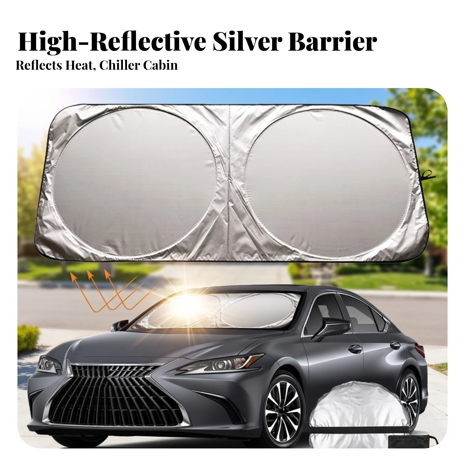 Foldable Car Windshield Sunshade Heat Reduction Car Windshield Sunshade Window Shade Reflective Portable for Commuters
