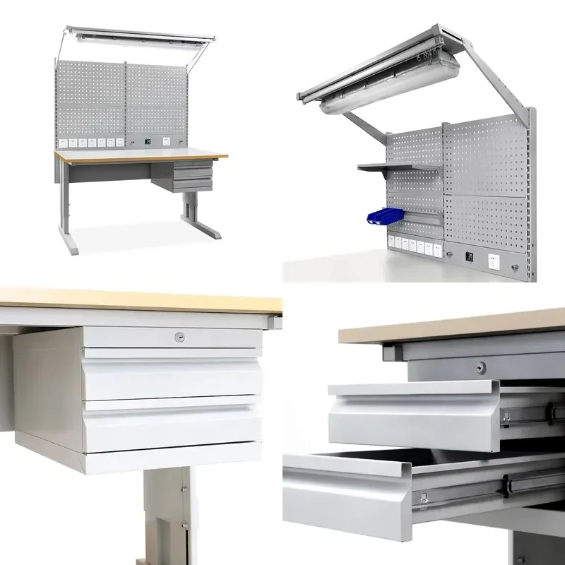 Electronic Technician Laboratory Workbench Industrial Stainless Steel Anti-Static Light Duty Easy to Assemble
