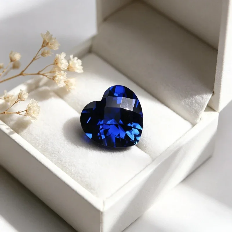 Lab Grown Sapphire Royal Blue Heart Cut Loose Gemstone Multiple Sizes Optional Certificate For Ring Pendant DIY Jewelry Making