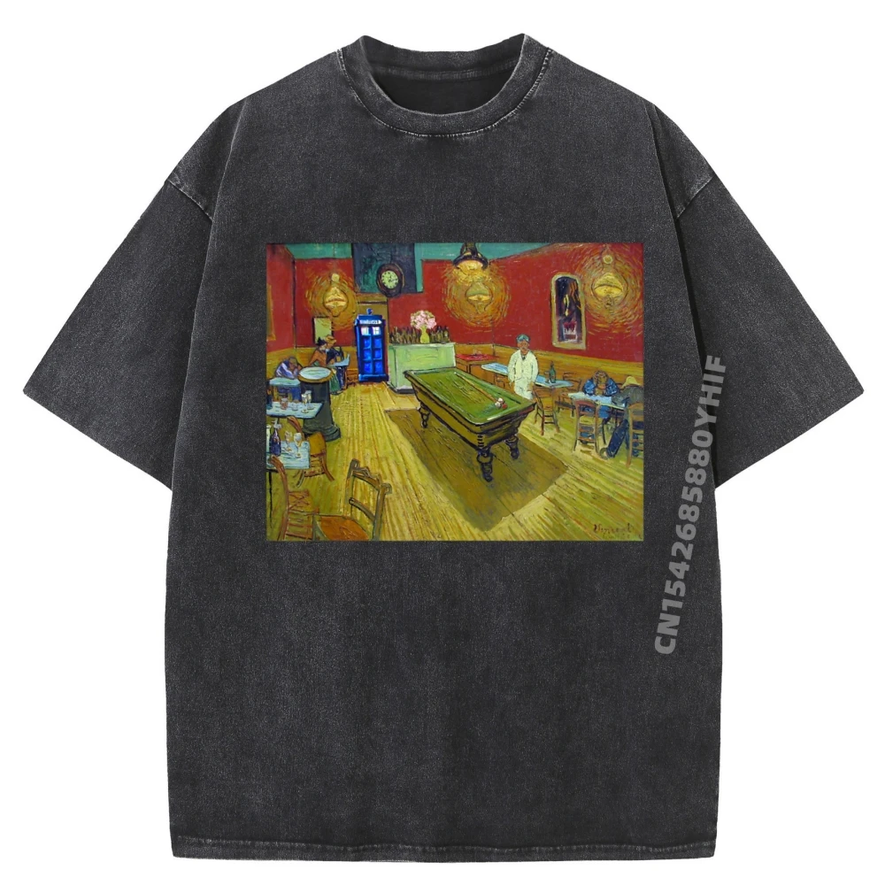 

Новейшая футболка с принтом The Night Cafe Doctor Visit, футболка с рисунком в стиле ретро для мужчин, классические потертые футболки