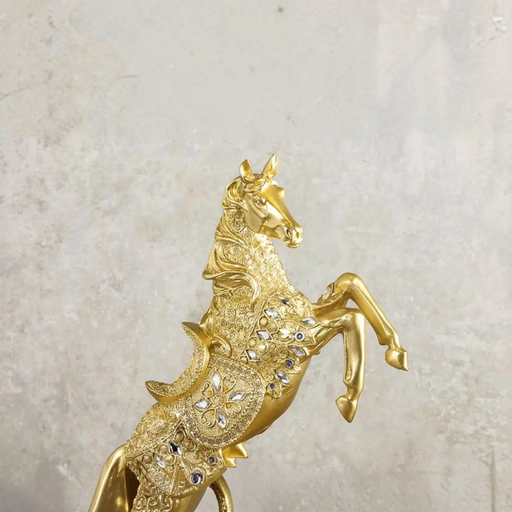 Exquisite Resin Horse Statue Ornament Home Office Desk Decorative Figurine Modern Style Crafts Business Opening Celebration