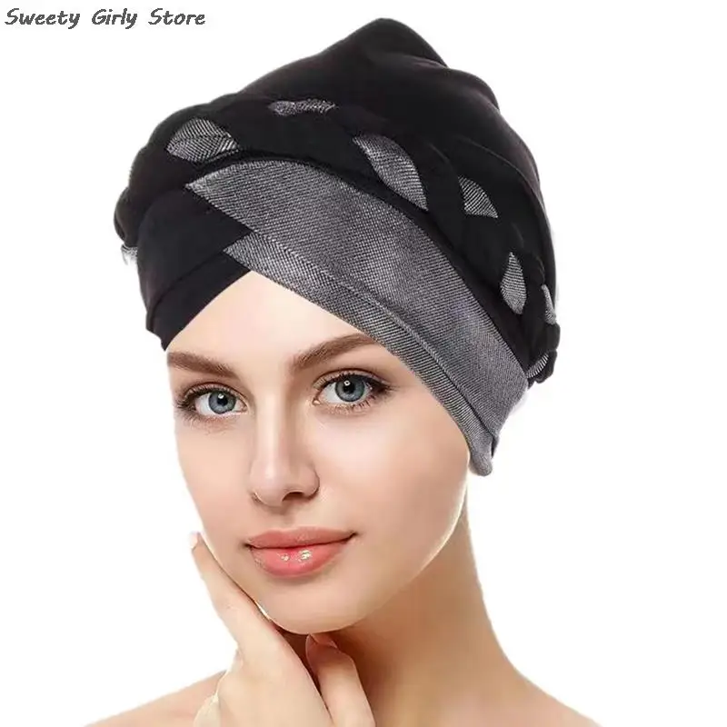 Berretto Turbante elasticizzato musulmano donna islamico Underscarf cappello con cofano treccia fascia per capelli berretti da donna cappelli moda