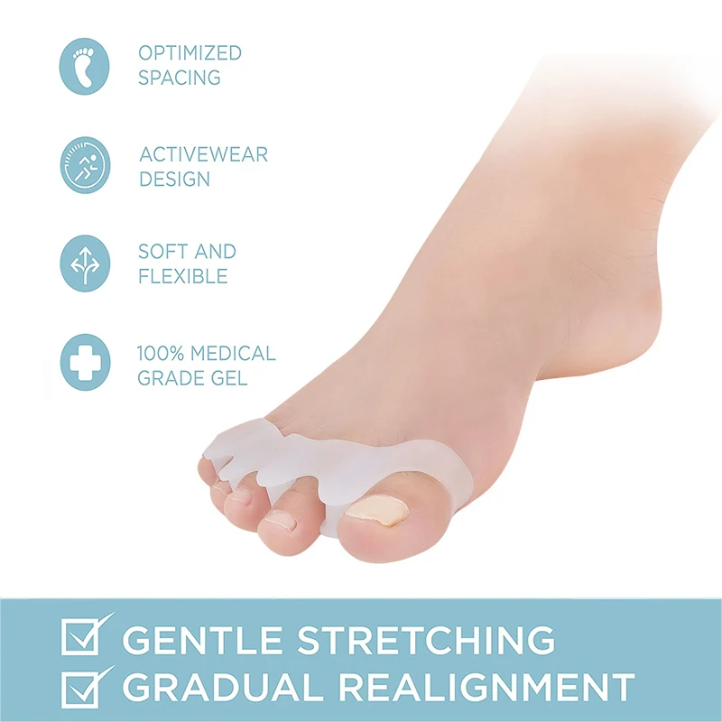 Pexmen 2/4/8Pcs Gel Kappe Separatoren Wiederherstellung Zehen zu Original Form Toes Corrector Spacer für Bunions überlappenden und Blasen