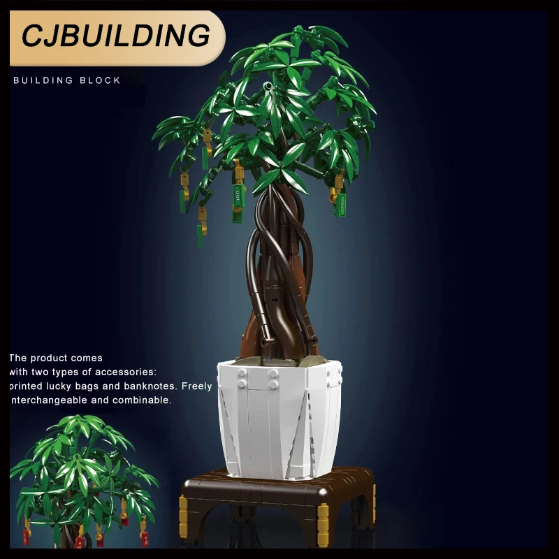 Plant Money Tree Building Blocks  Cash Cow Bonsai Potted Plant Collect Model Decoration Bricks Set Toys  Desktop Decoratie 10063