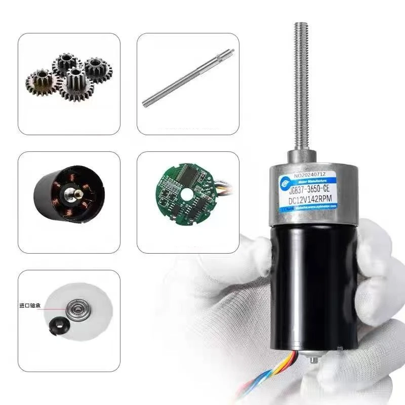 Miniature DC Brushless Speed Regulating MotorJGB37-3650 with 12V or 24V Power Supply and High Torque, M6 Threaded Shaft