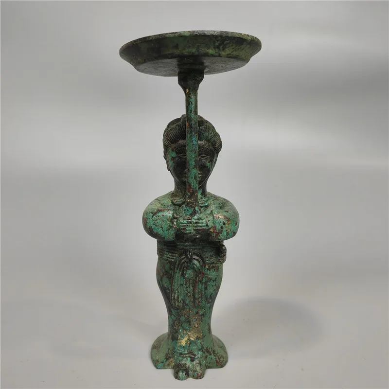 Han Dynasty Bronze Guard Lamp Height: 24Cm Diameter: 9Cm Antique Statue Weight: About 0.8Kg