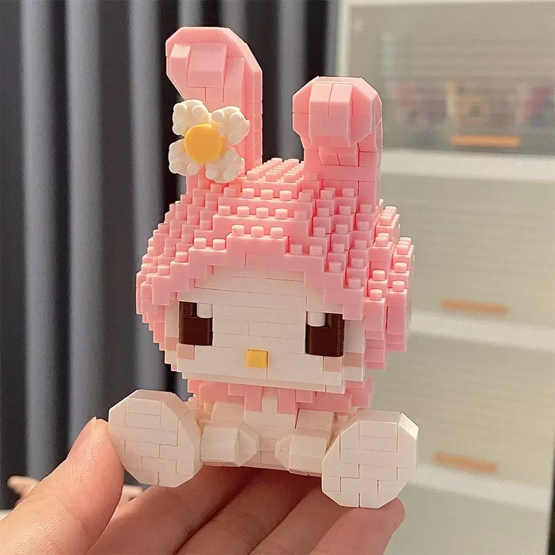 Caliente KEEPPLEY Sanrio Anime Hello Kitty My Melody Cinnamoroll Pompompurin Kuromi bloque de construcción chico juguete de desarrollo vacaciones Gif