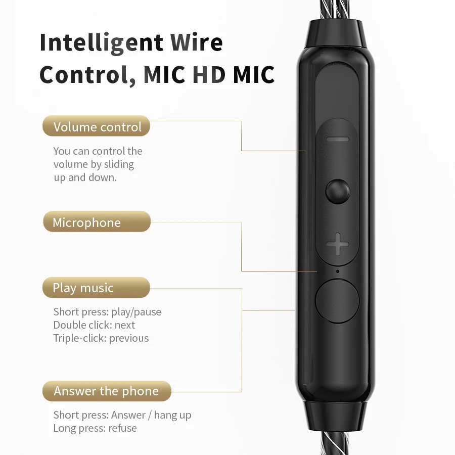 QKZ-Auriculares deportivos SK8, audífonos de música con micrófono y conector de 3,5mm, con cable, HiFi, con cancelación de ruido de graves, para correr, para Xiaomi y Samsung