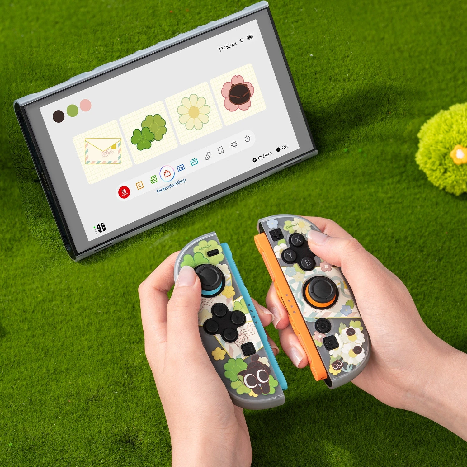 Cute Switch Oled Protective Case Semitransparent Spring Floral Console Ns2 Protective Case With Joystick Cap Gaming Accessories