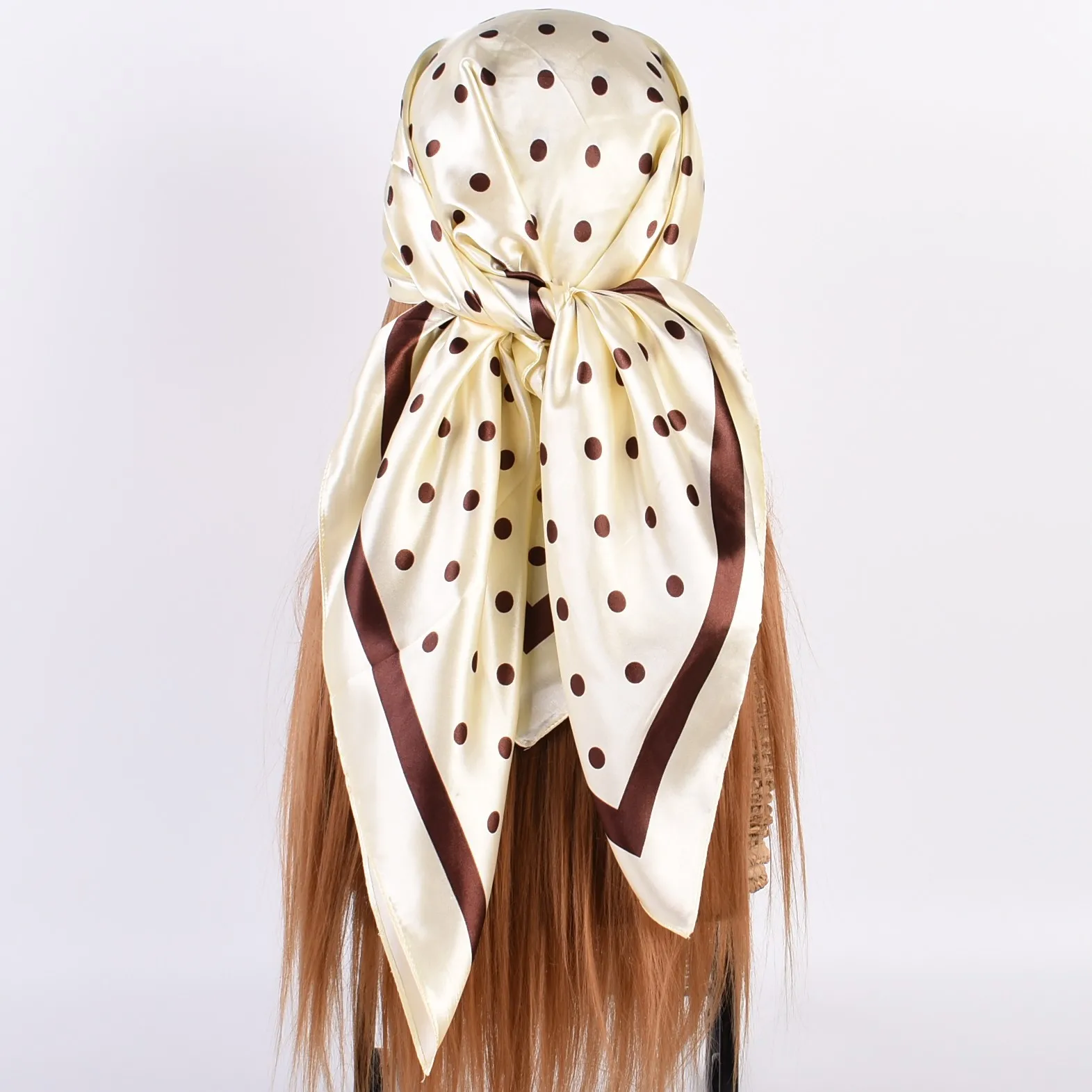 Kopf Schal Frauen Luxus Marke 90 × 90 cm Seide Quadrat Schal Satin Bandana Cheveux Weiche Halstuch Hijab Haar schals Für Damen – Detail 11