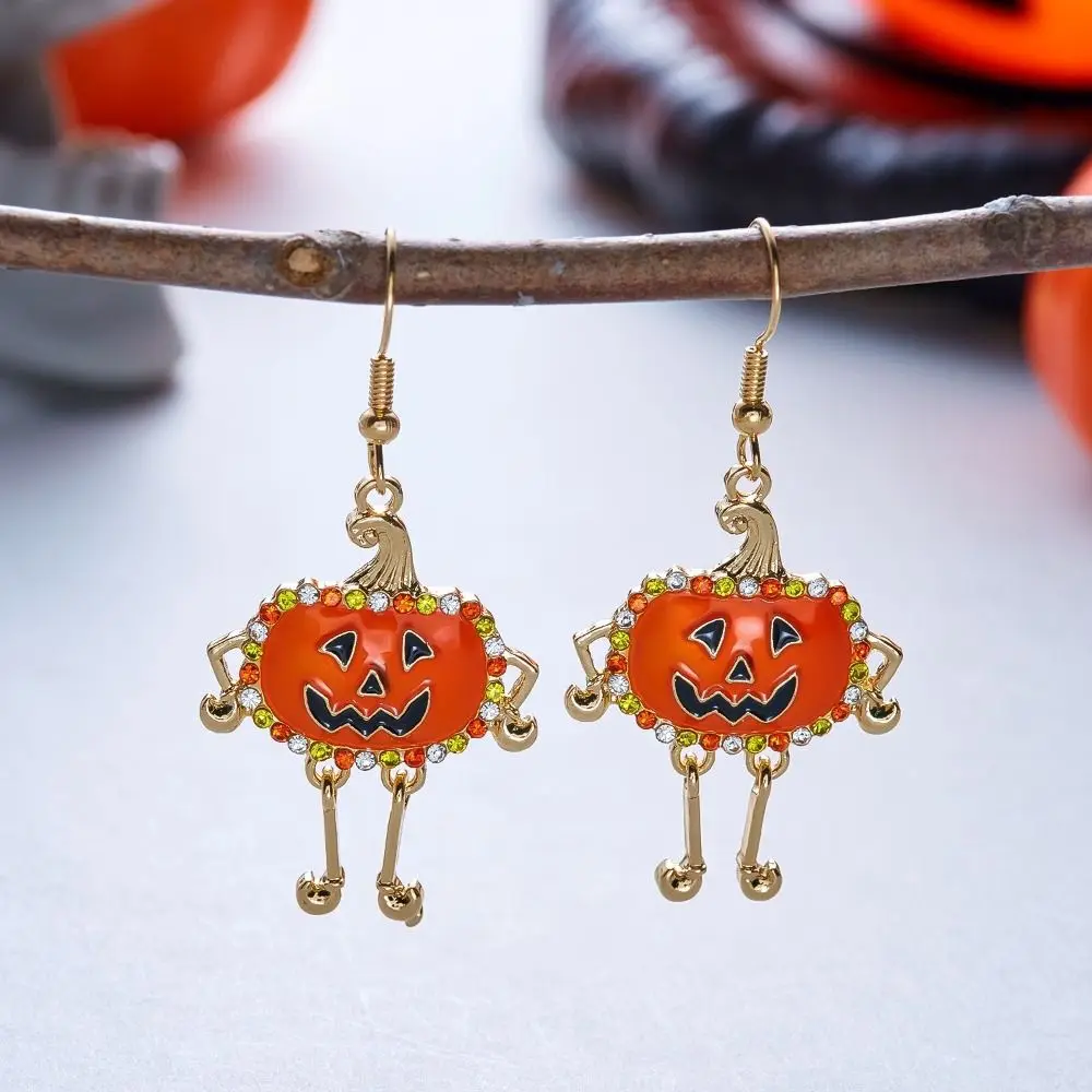 Alloy Material Halloween Earrings Long Tassel Design Dripping Oil Effect Drop Earrings Spider Earrings Halloween Party