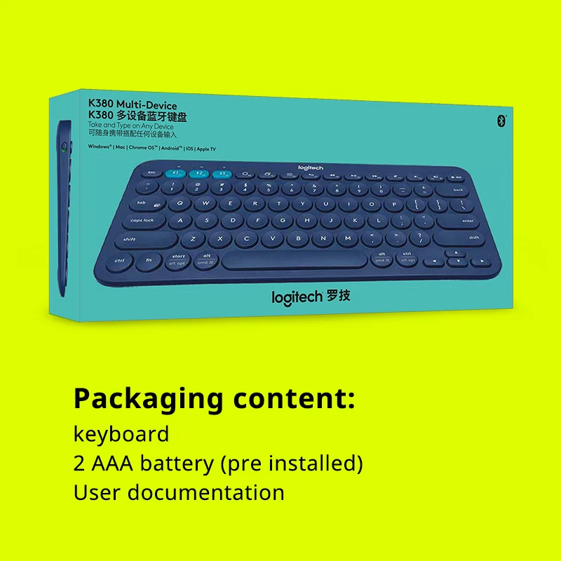 Wholesale Original Logitech K380 Portable Multi-Device EasySwitch Wireless Mini pc Keyboard For Tablet Computer