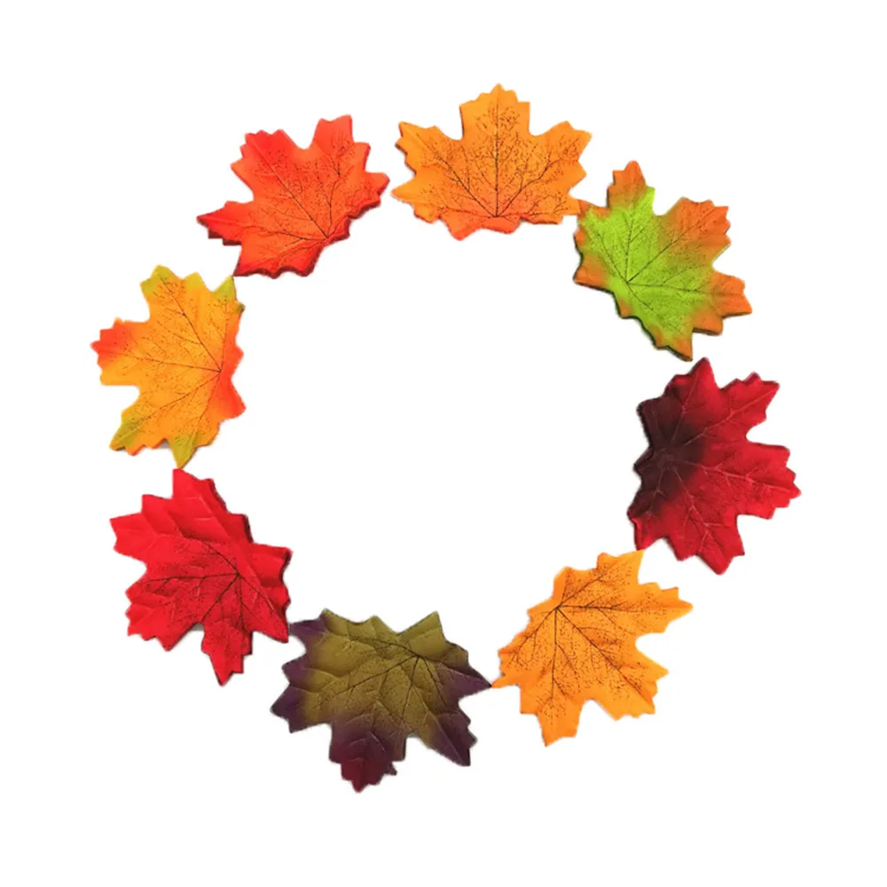 50 100Pcs Artificial Maple Leaves Silk Fake Autumn Leaves Craft Diy Handmade Fall Leaf Wedding Decorations Halloween Christmas