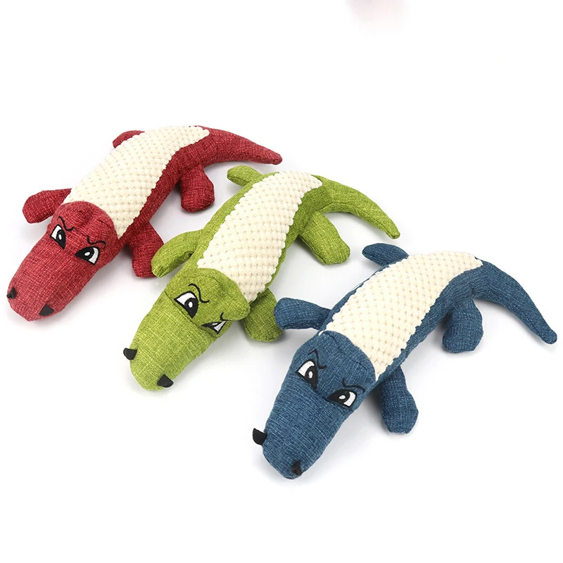 Pet Training Toys Bite Resistant Simulation Crocodile Voice Squeak Toy For Dogs Linen pp Cotton Material Durable