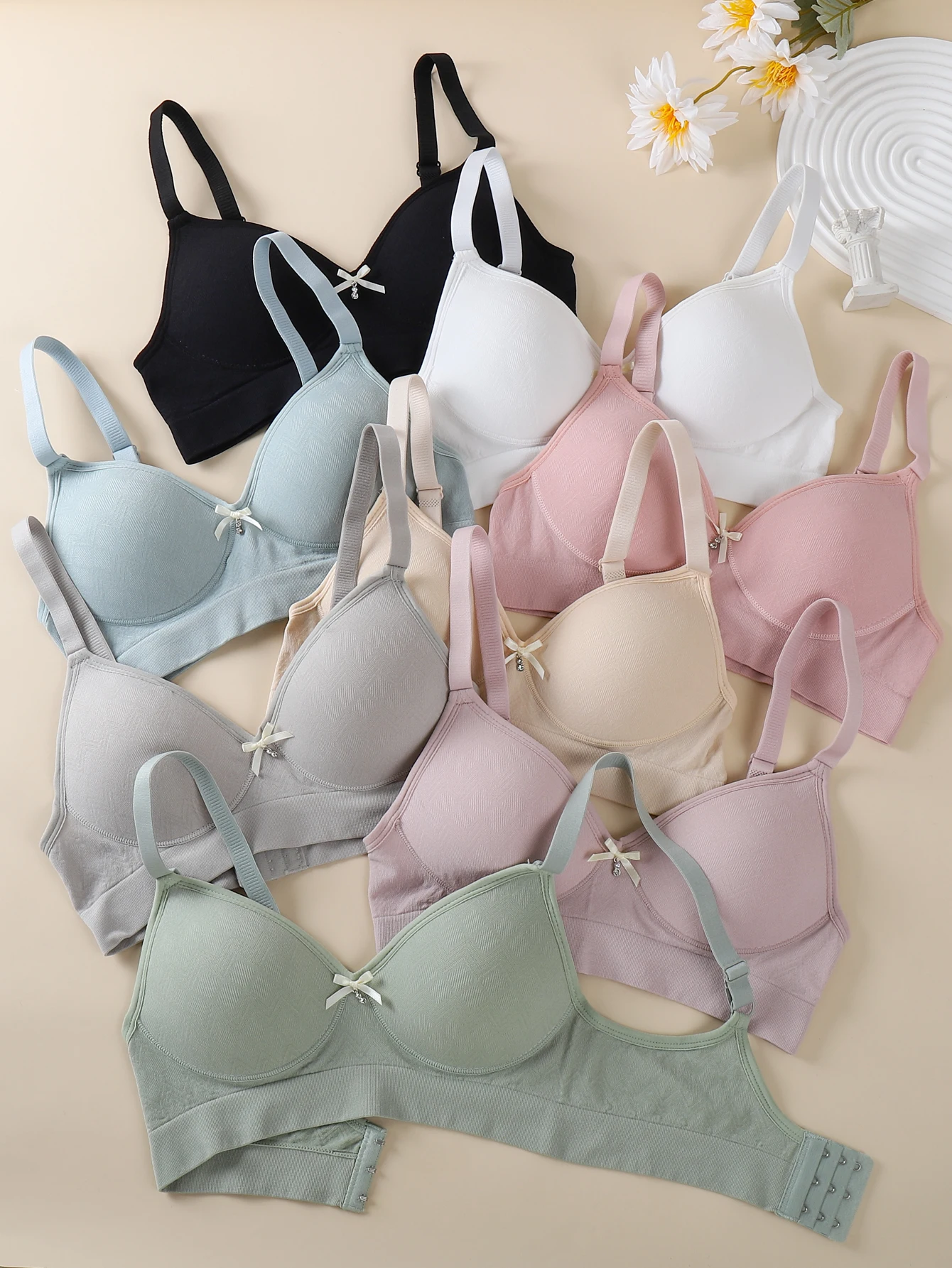 قطعة واحدة - حمالة صدر نسائية - حمالة صدر رافعة للصدر للنساء الشابات - بدون حلقة فولاذية لمنع الترهل - ملابس حميمية بسيطة للنساء - مناسبة للمنزل والمكتب والسفر وغيرها من المشاهد