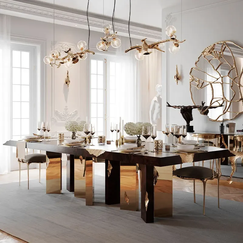 Light luxury modern designer luxury high-end restaurant stainless steel dining table