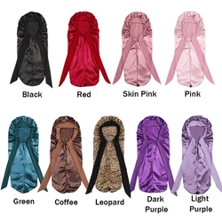 Gorro de largo y sedoso satén suave para cabello Natural y rizado, gorro de talla Extra grande con lazo para un sueño nocturno cómodo, 1 piezas