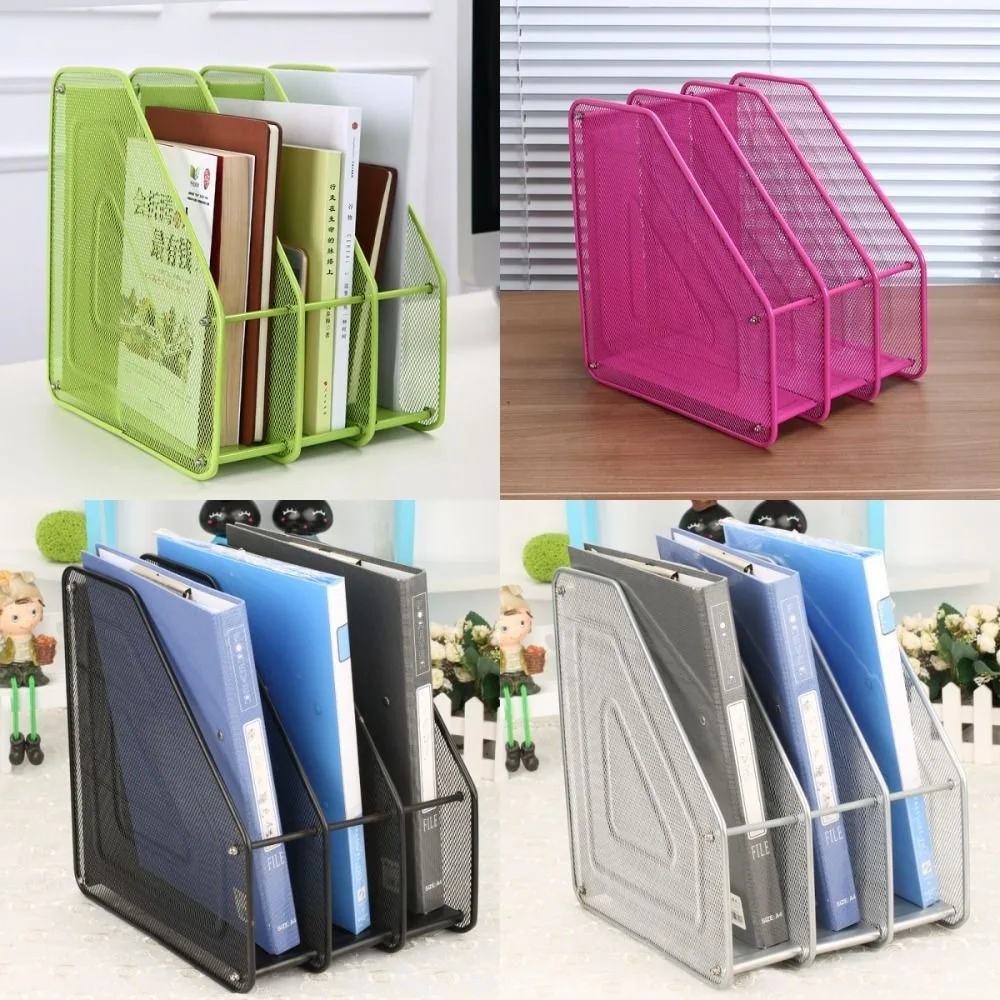 Wire Mesh Metal File Rack Stationery Organizer Data Rack 3 Tier File Frame Stable Base Desk Shelf Standing Desktop File Folder