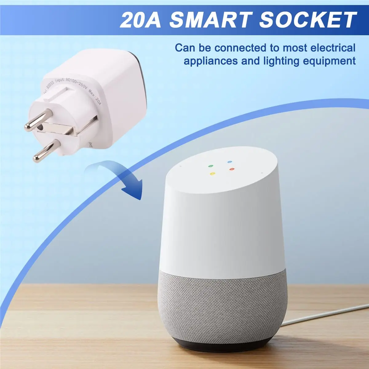 T35C 20A Smart Socket Tuya Wifi Smart Plug Power AC100-240V Outlet Home Voice Timing Socket Tuya Smart Life EU PLUG A