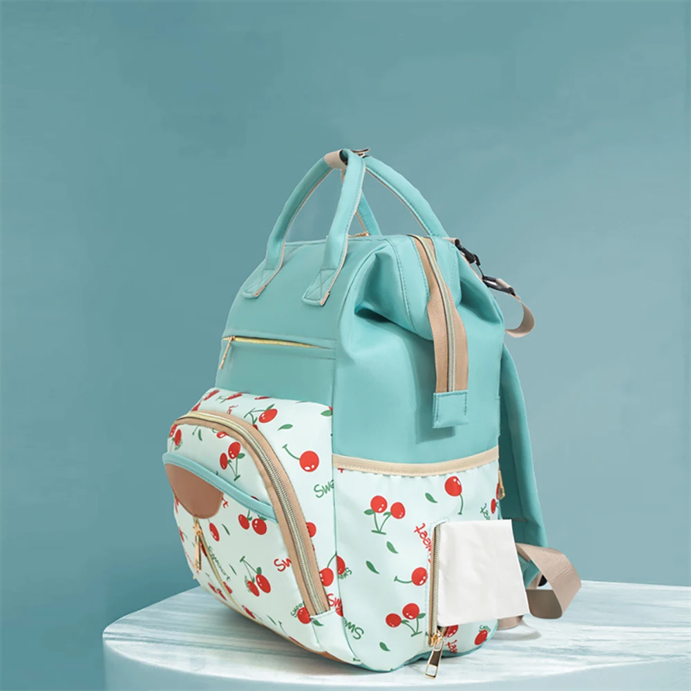 Mommy Bag Blue Cherry Multi-Layer Storage Quick Grab Anti-Loss And Anti-Theft Good Stuff For Moms And Babies Storage