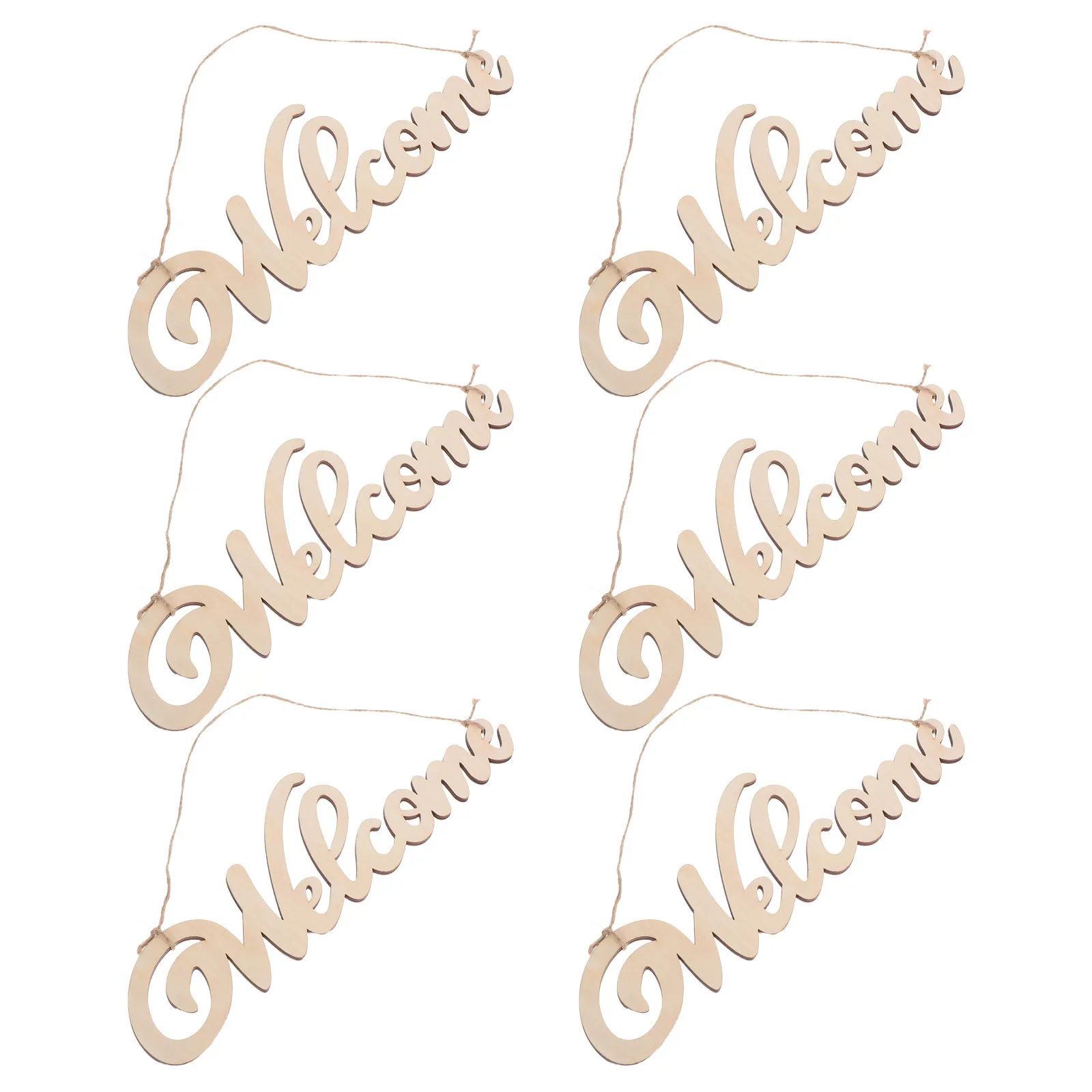 

6Pcs Wood Welcome Sign Natural Grain Rustic Style Front Door Hanging Decorative Plaque for Home Shop Welcome Sign for Front Door