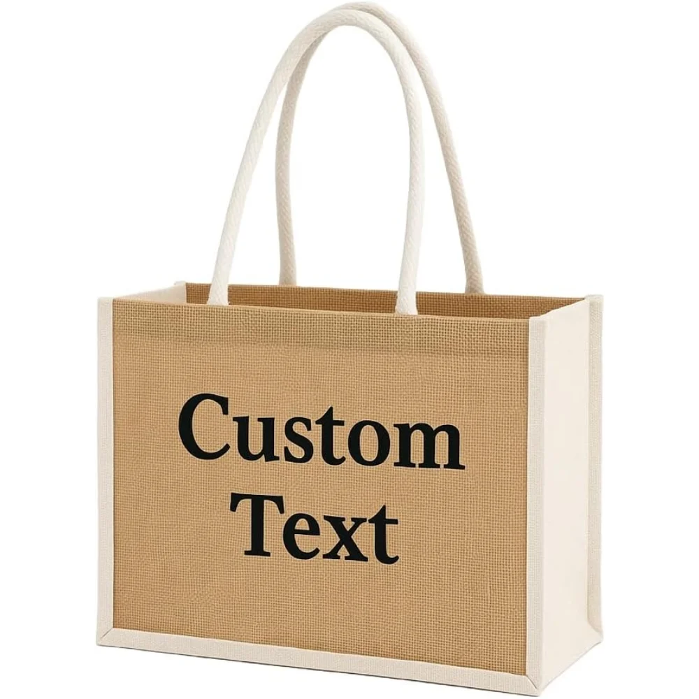 

Customized Jute Bag, Personalized Burlap Bag For Beach, Shopping, Brides, Bridsesmaid, Bulk Quantity, Travel Tote